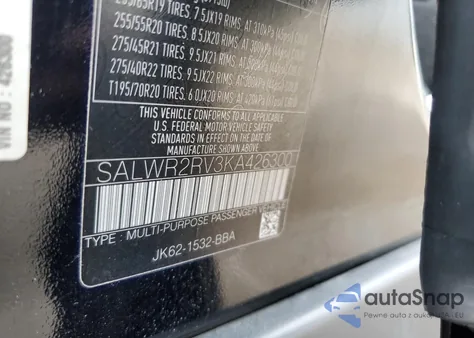 2019 Land Rover Range Rover Sport Hse z USA, uszkodzony, nr VIN SALWR2RV3KA426300